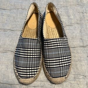 J. Crew blue white gingham print espadrilles Sz 8